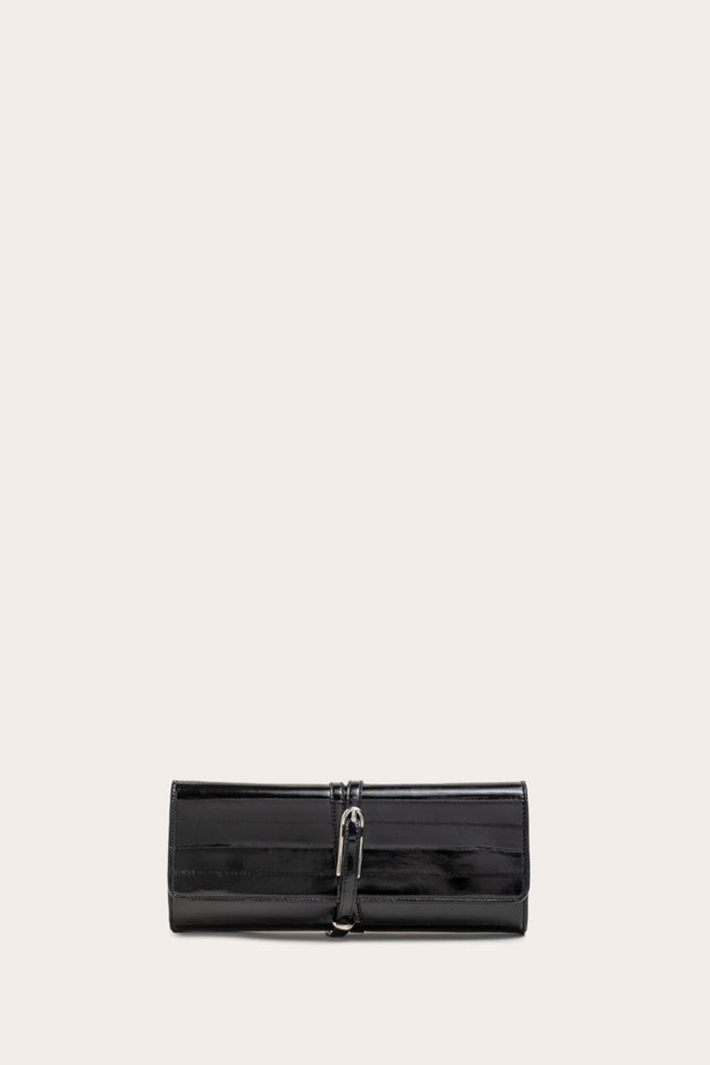 BELTED CLUTCH BLACK EEL 1
