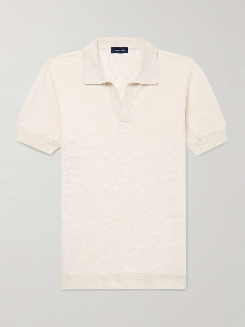Birdseye Cotton and Linen-Blend Polo Shirt - 1