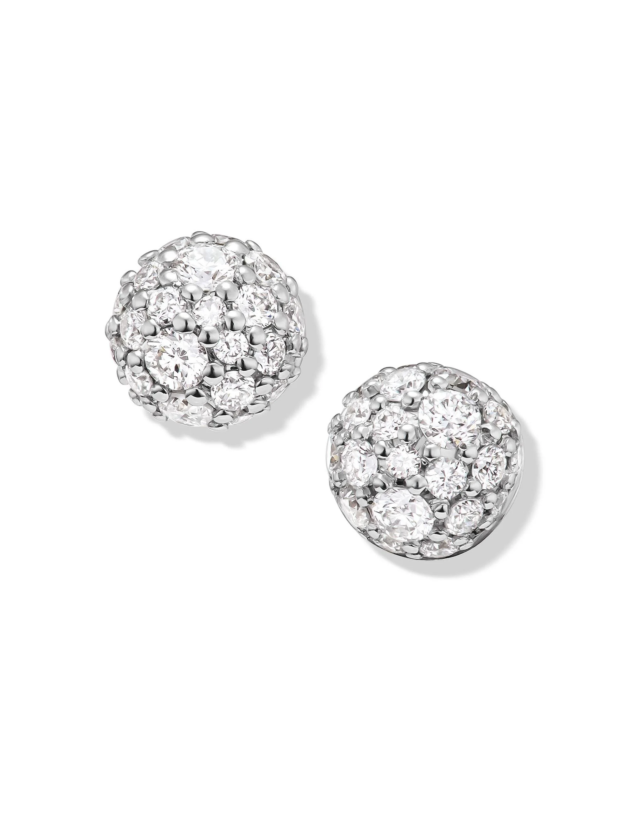 Women's Petite Pavé Stud Earrings in 18K Yellow Gold - Diamond - 1