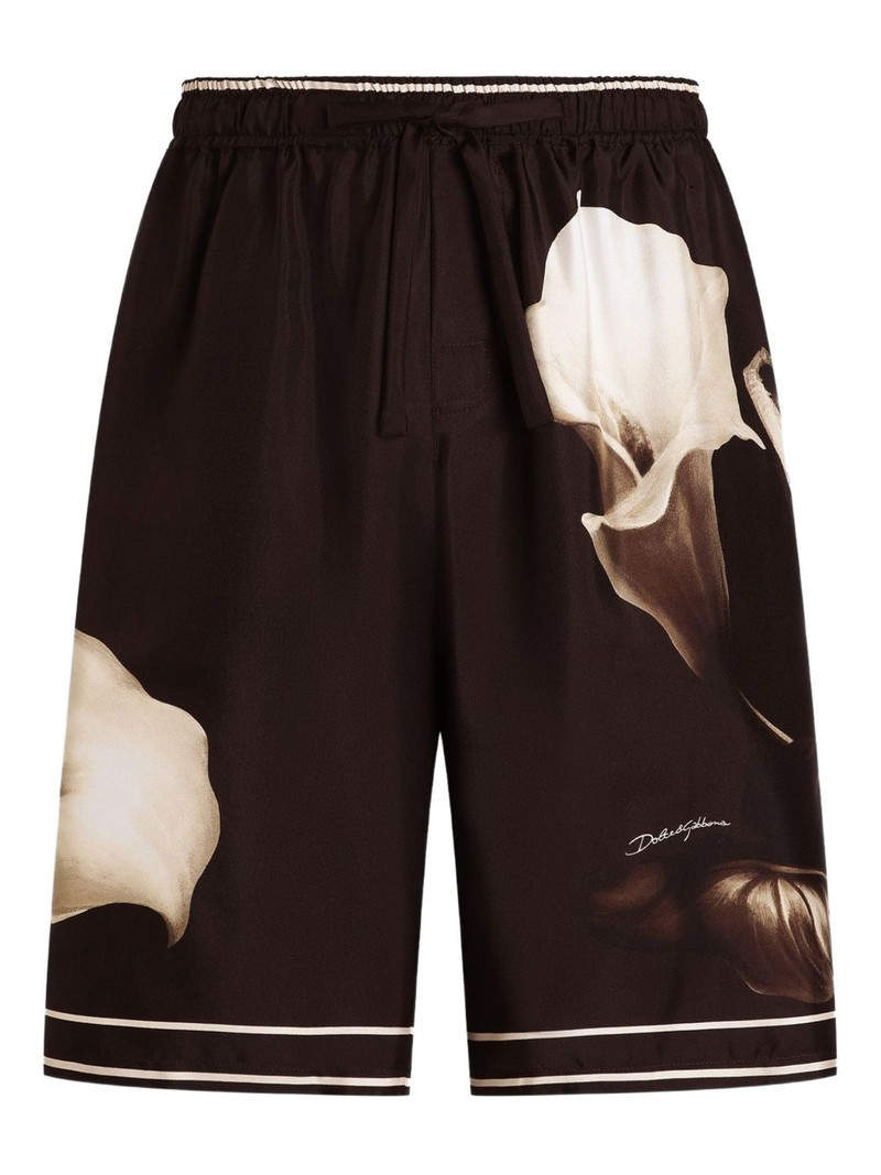 calla lily-print drawstring shorts 1