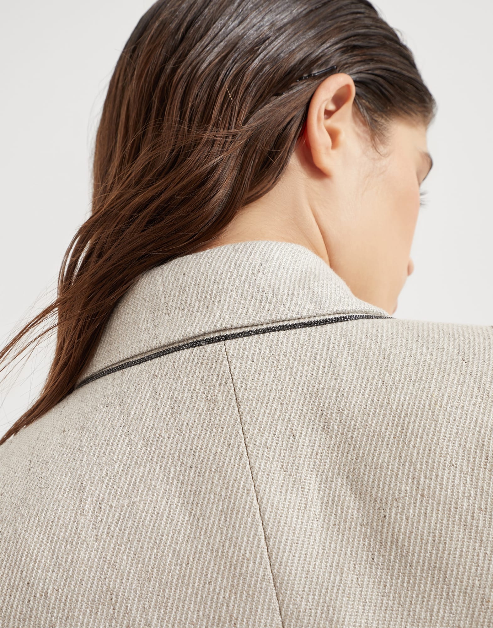 Linen cover outerwear blazer with monili - 3