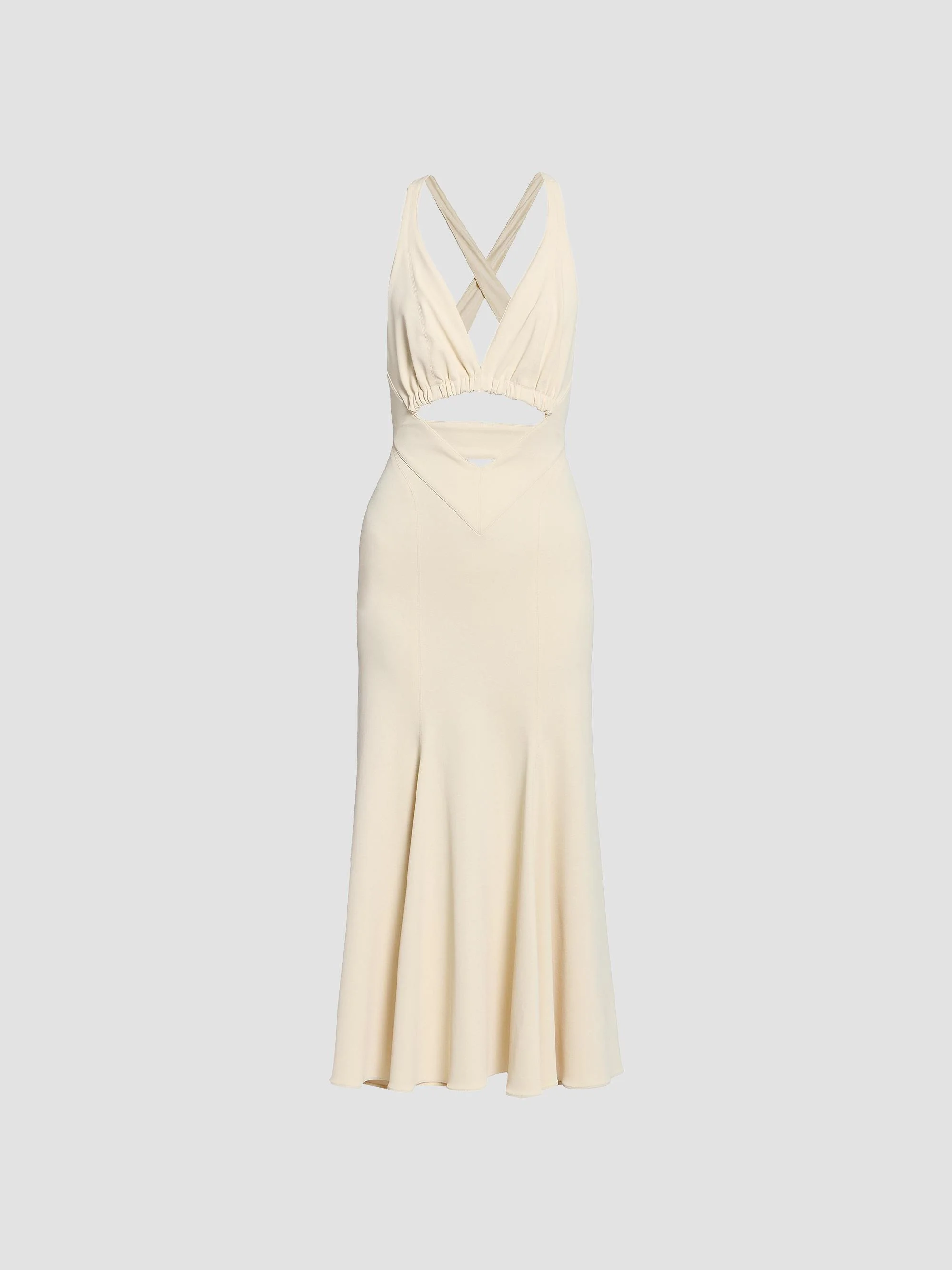 Women's Layered Cut-Out Midi-Dress - Ecru - 1