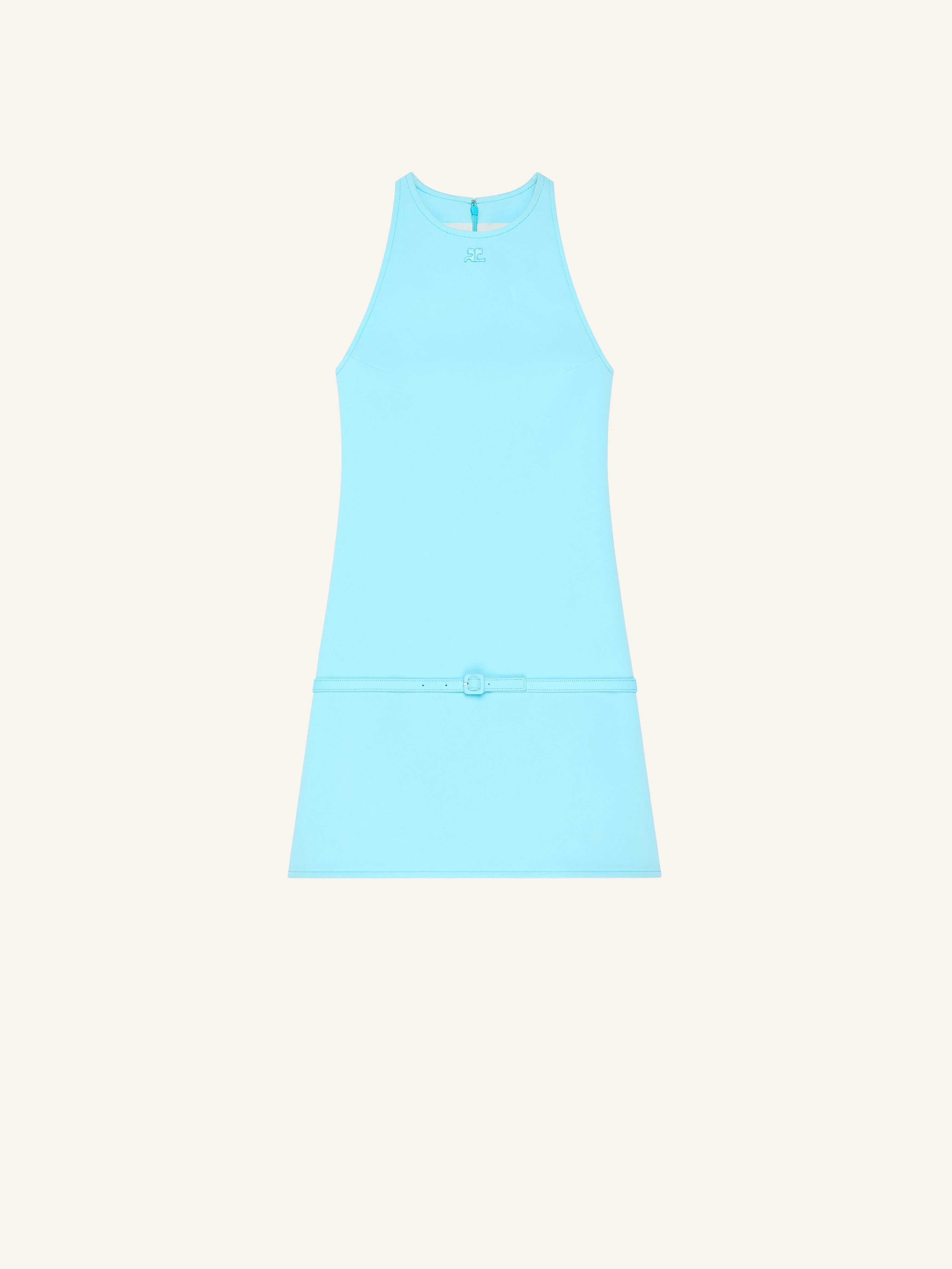 A-LINE BELTED TWILL MINI DRESS - 1