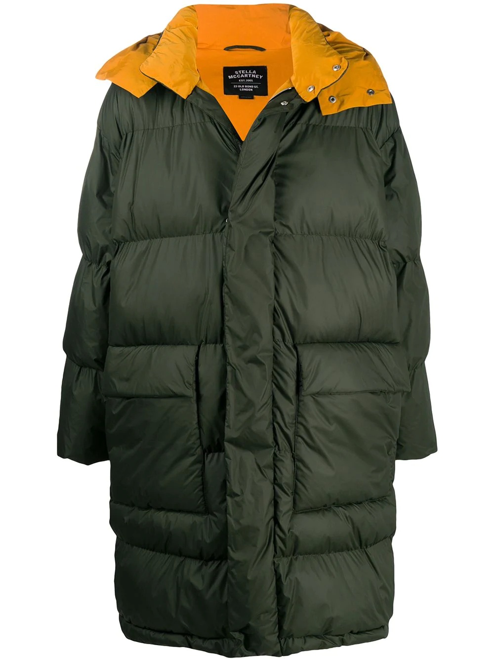 hooded mid-length padded coat - 1