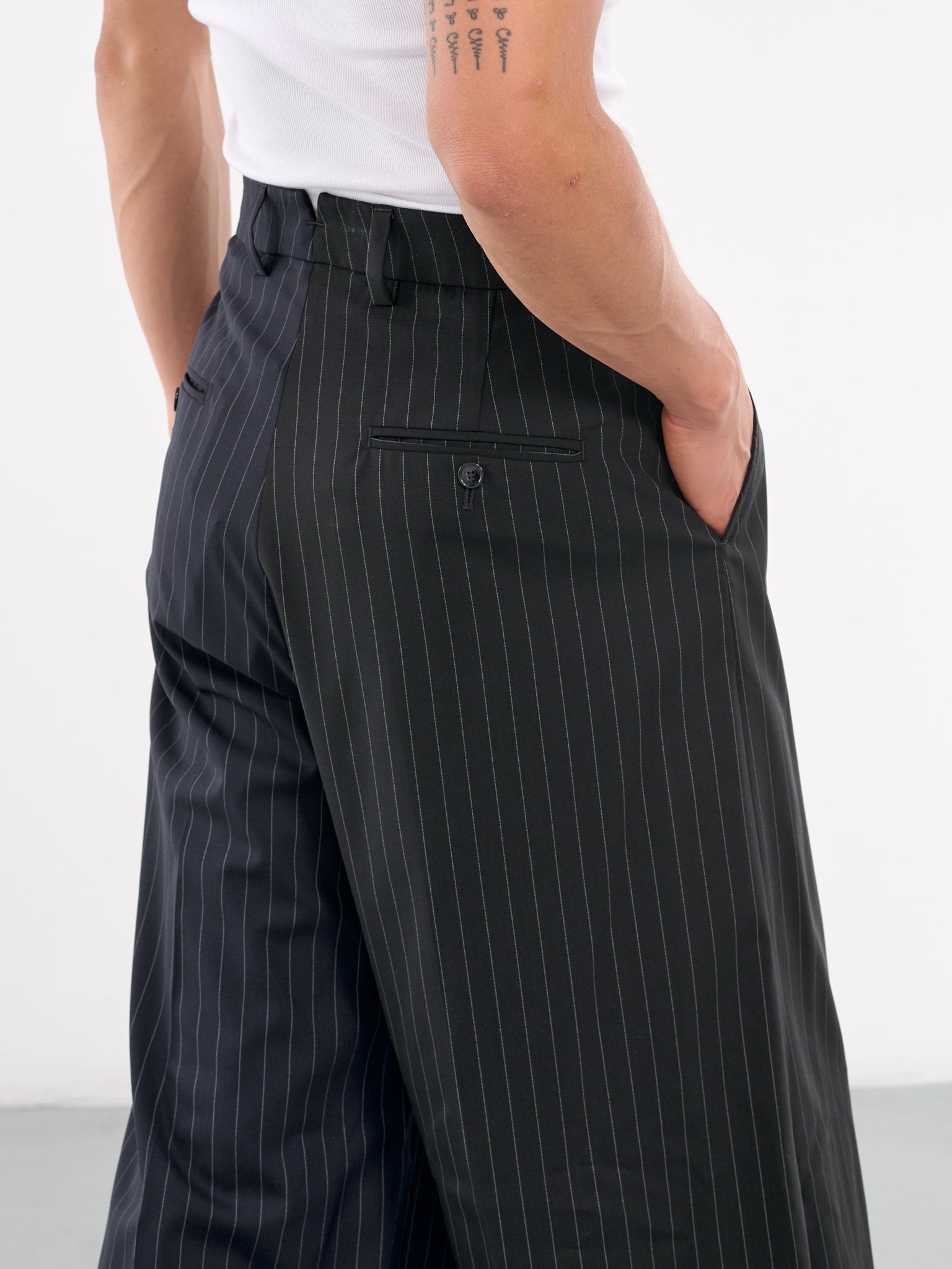 Split Deconstructed Pinstripe Pants - 4