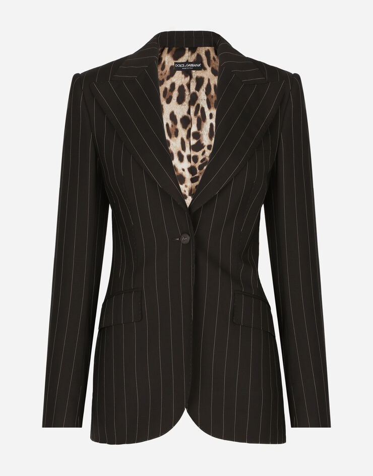 Single-breasted pinstripe wool Turlington jacket - 1