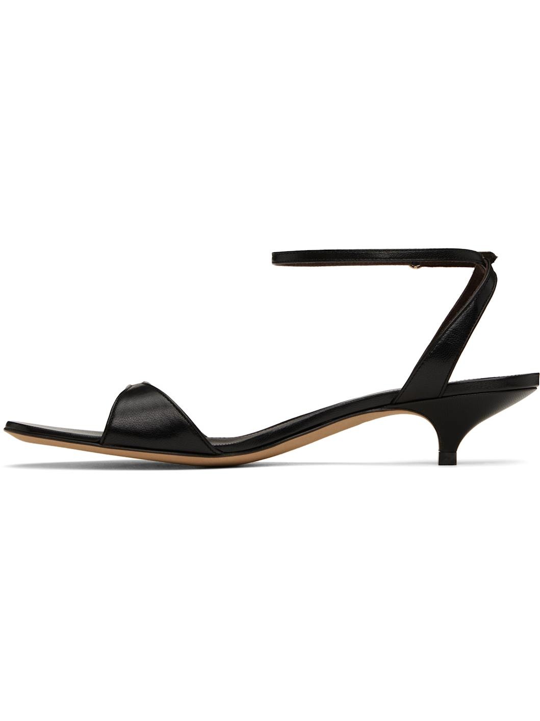 Black Vika Ankle Strap Kitten Heeled Sandals - 3
