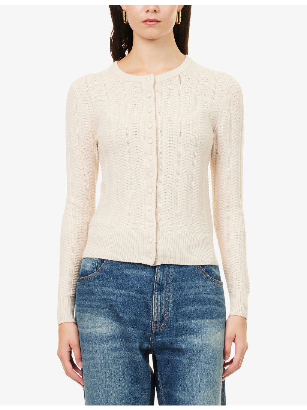 Francesca Round-Neck Stretch-Wool Blend Cardigan - 3