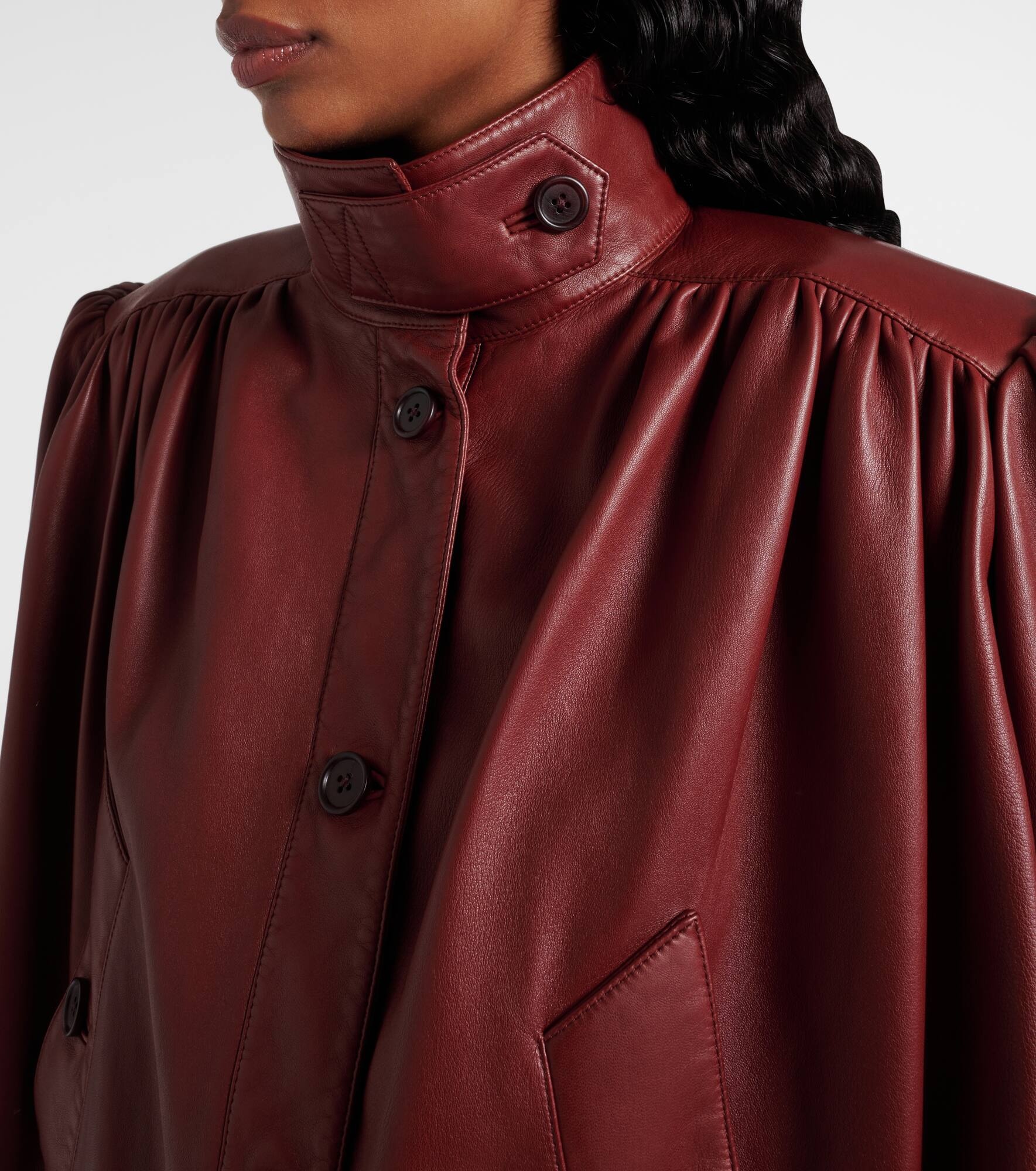 Cropped leather jacket - 4