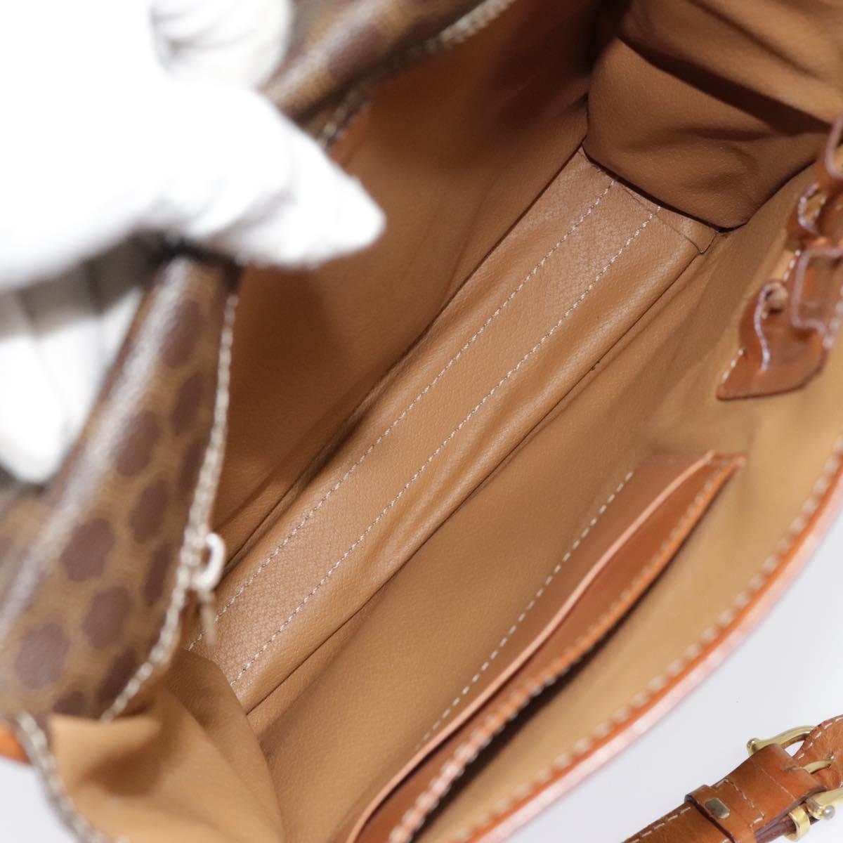 CELINE Macadam Canvas Shoulder Bag Pvc Leather Brown Gold - 10