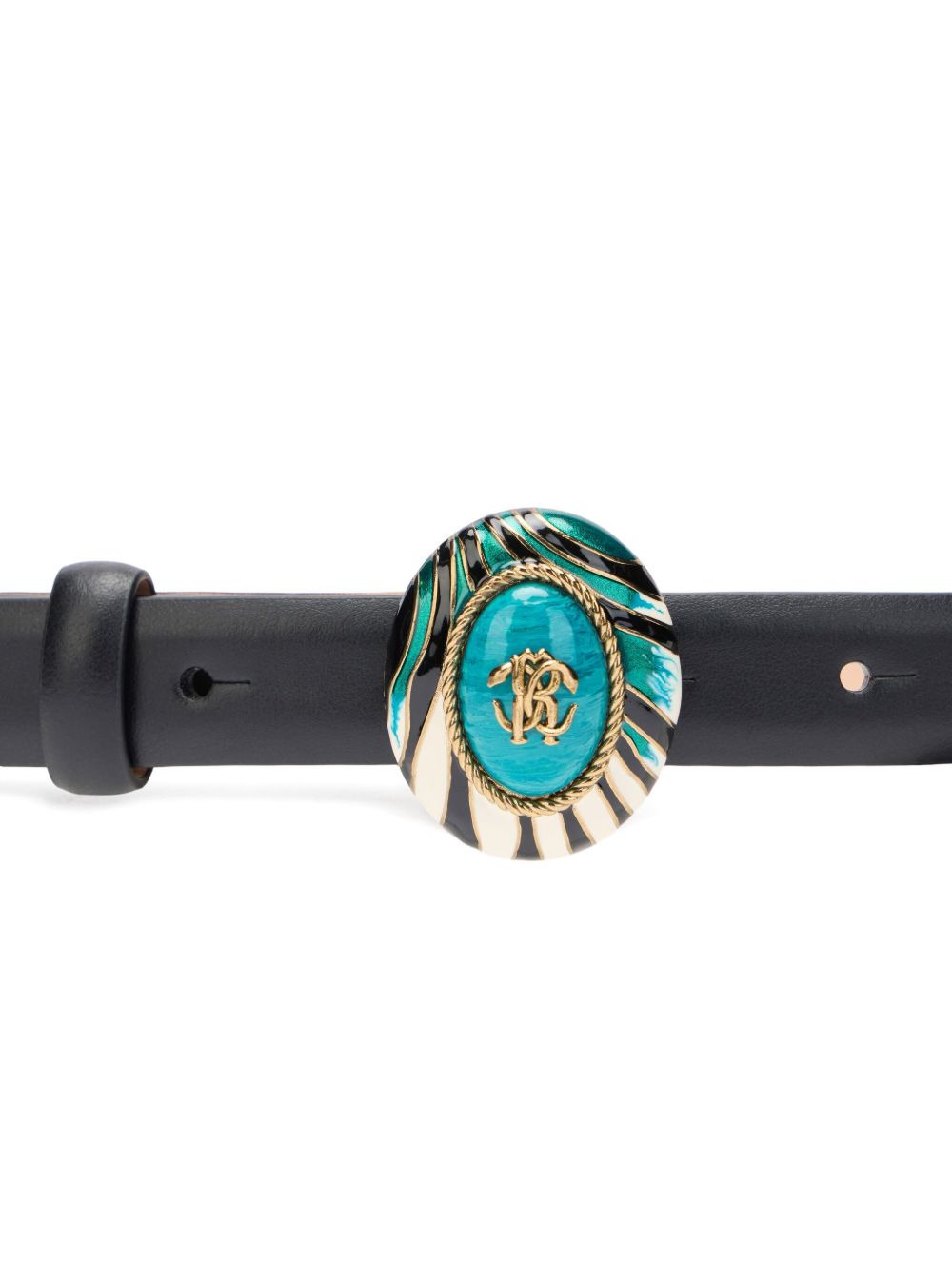 leather zebra-print buckle belt - 2