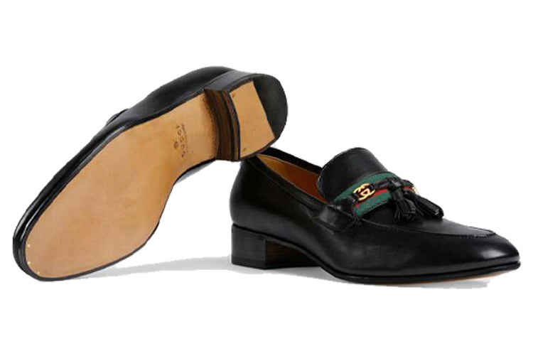 Gucci Interlocking G Tassel Leather Loafers 'Black' 624720-1W610-1066 - 4