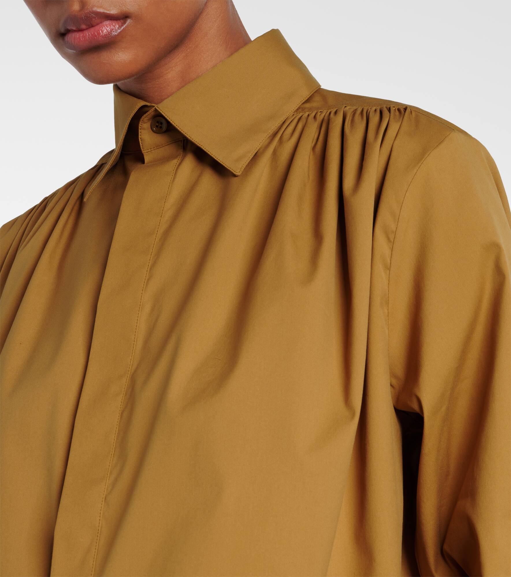 Gathered cotton-blend blouse - 4