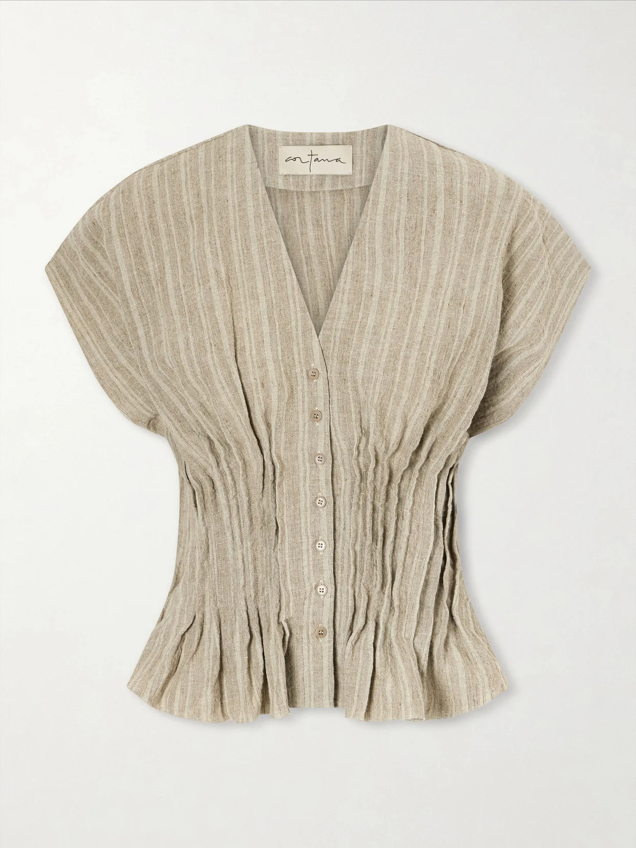 Camila Gathered Linen Top - 1