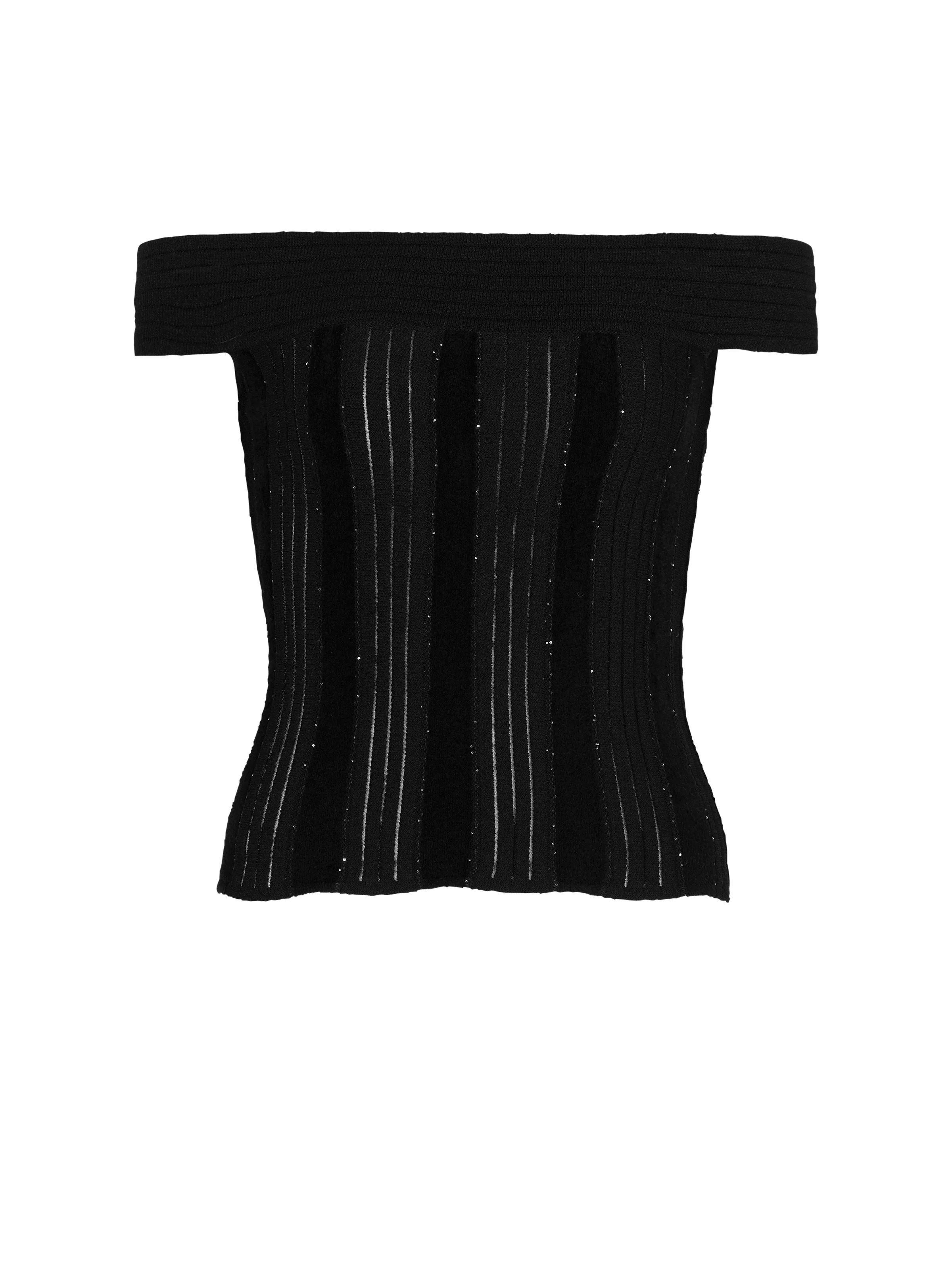 Off-the-shoulder glitter knit top - 1