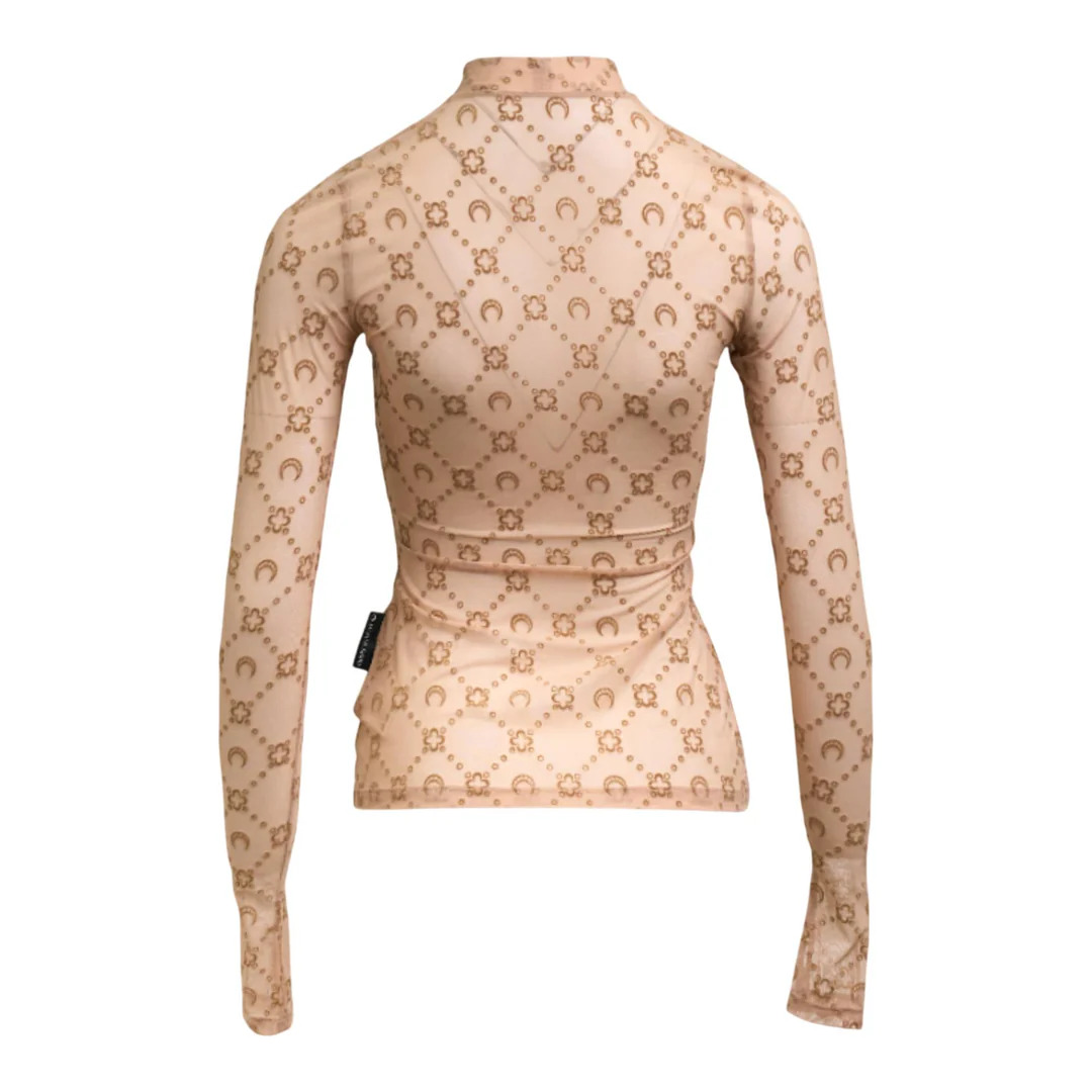 Moonogram Mesh Flock  Highneck Top - 2
