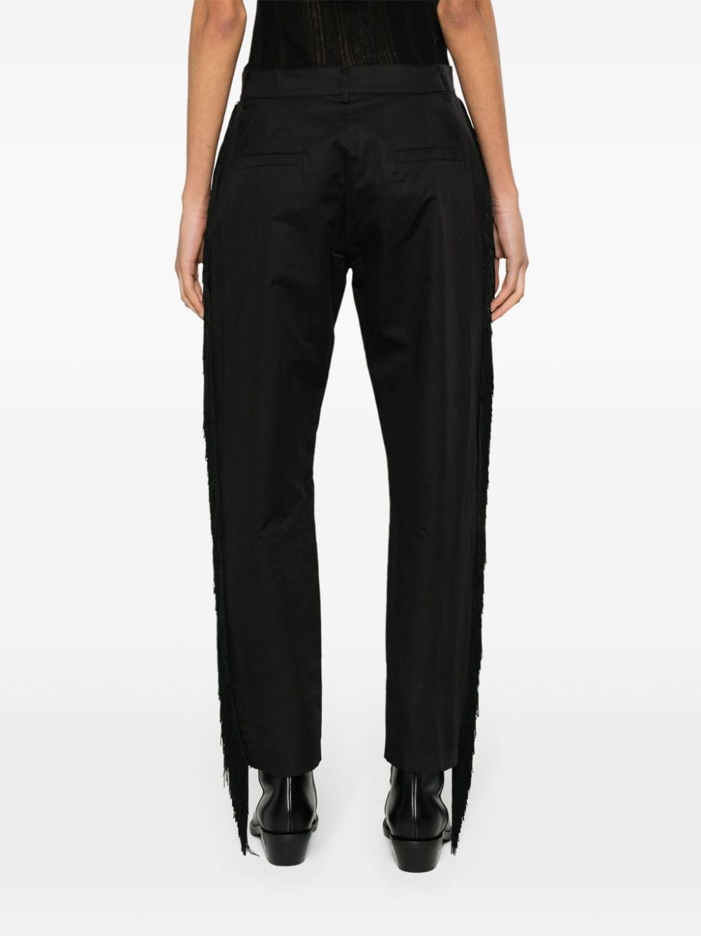 fringed straight-leg trousers - 4