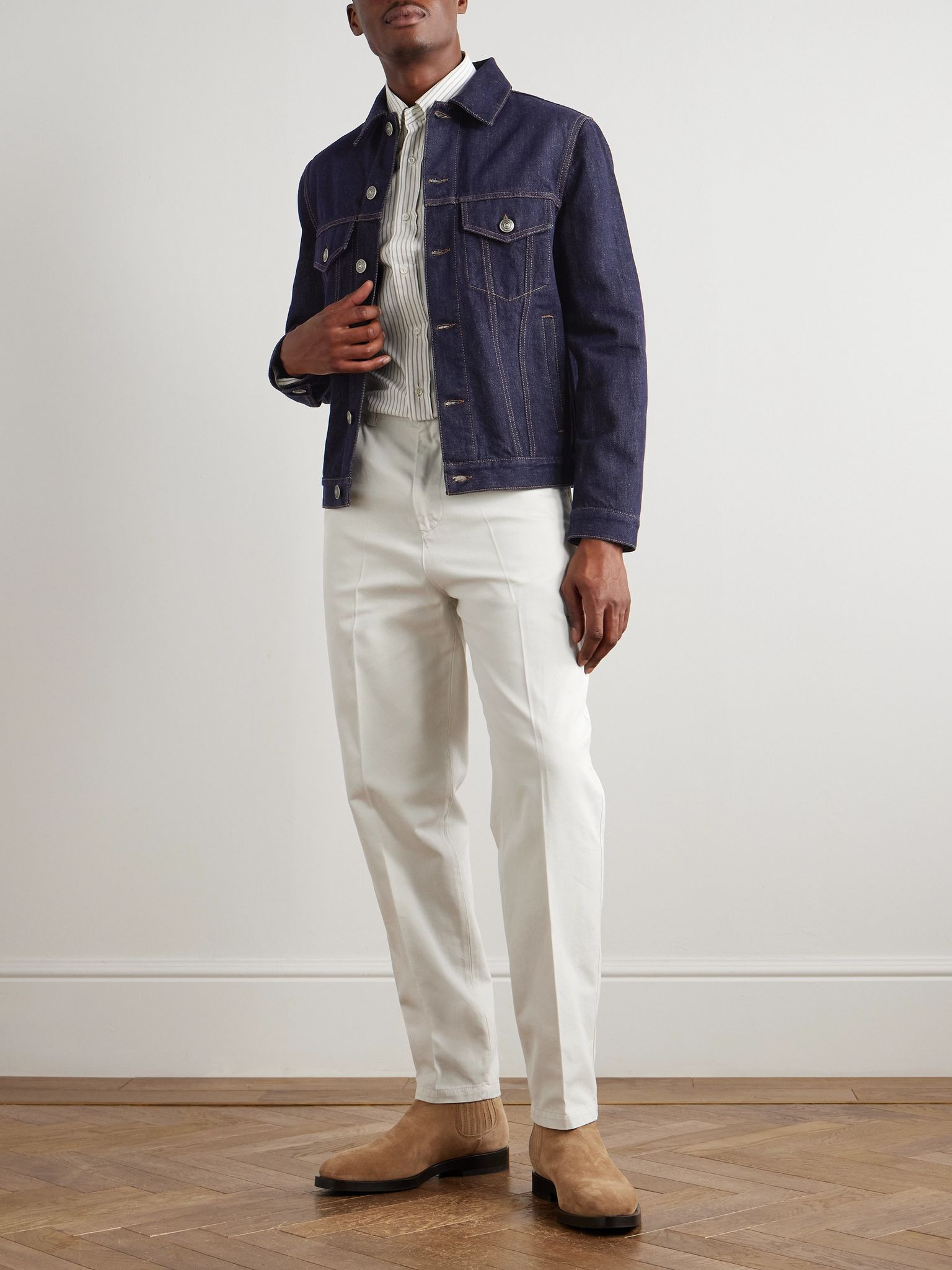 Cotton-Twill Trousers Cream - 2
