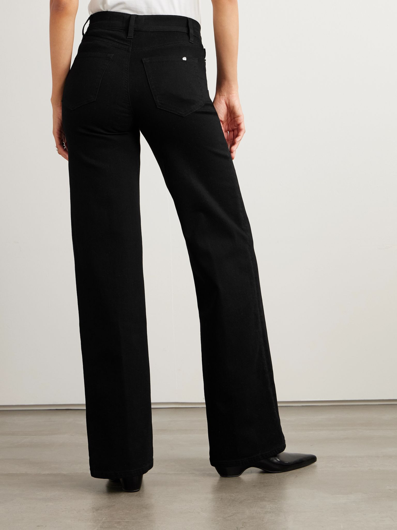 Slim Palazzo Long high-rise wide-leg jeans Black - 4