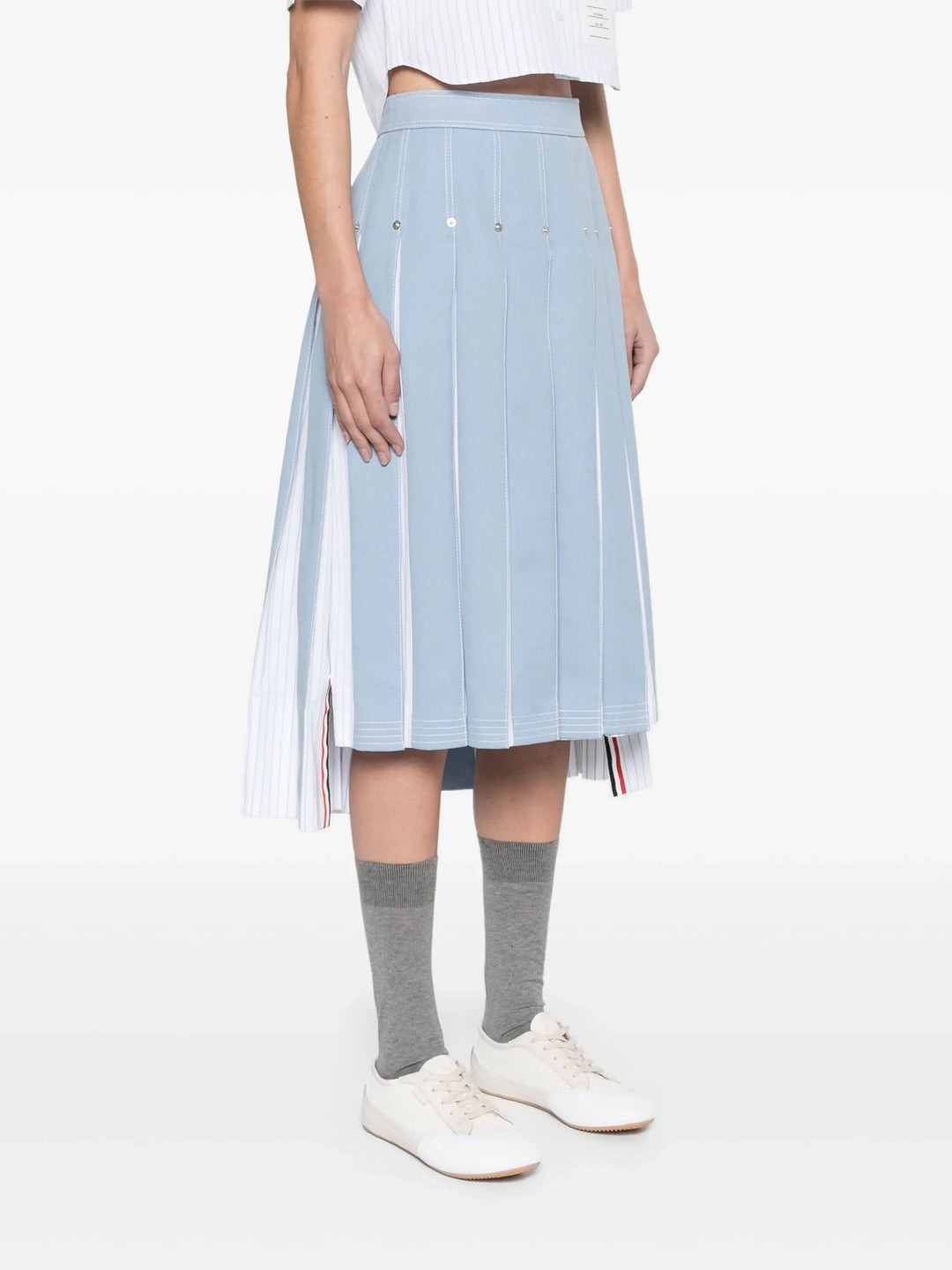 Below Knee Dropped Back Pleated Skirt - 3