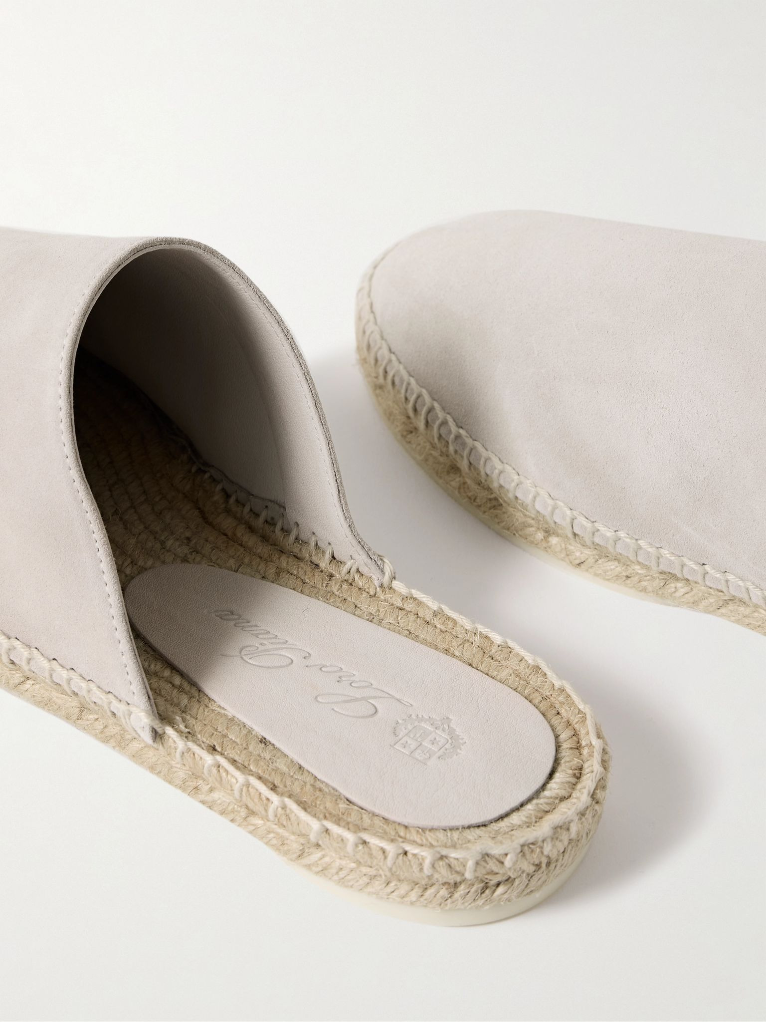 Seaside Walk Suede Backless Espadrilles Beige - 6