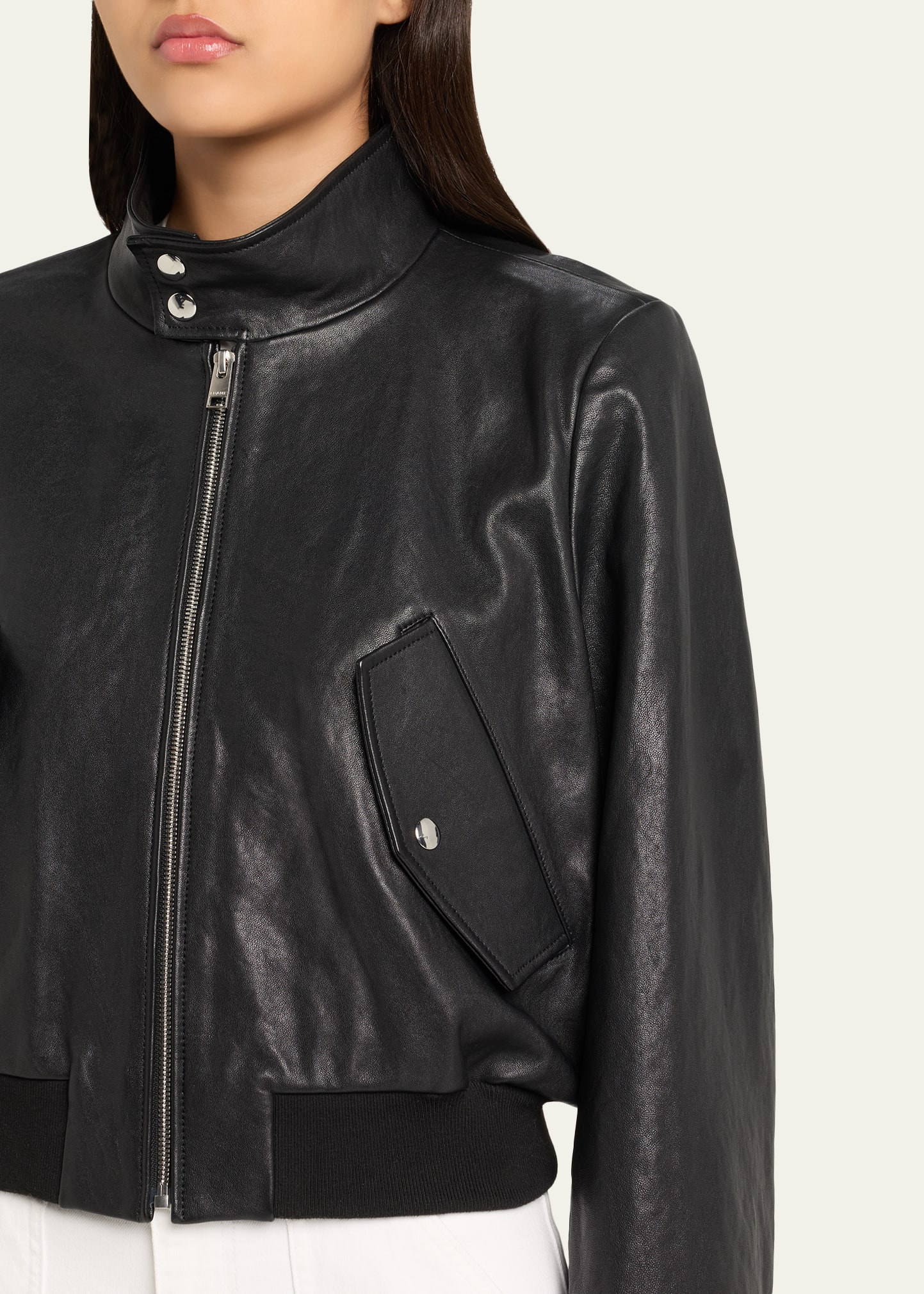 The Leather Harrington Bomber Jacket - 5