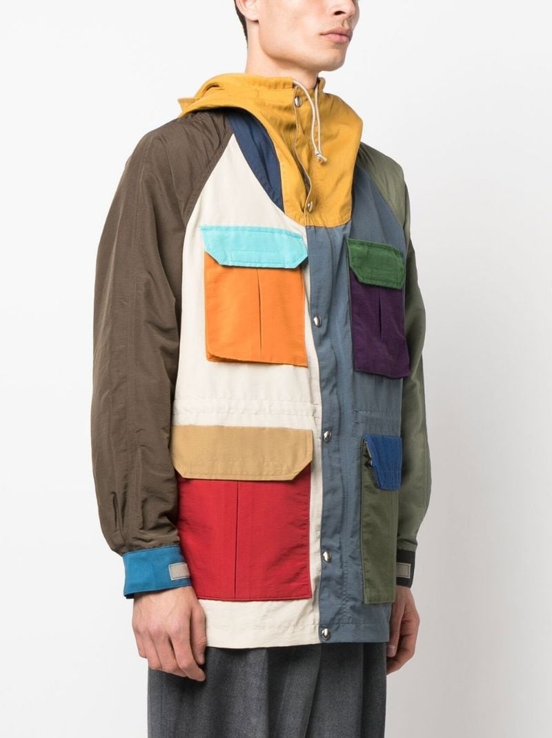 patchwork hooded parka coat - 3