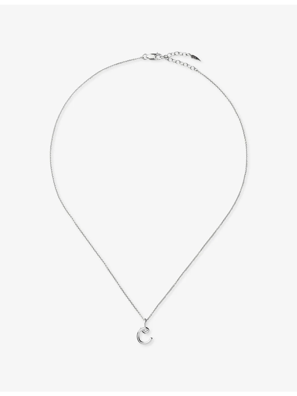 Curly Molten Mini Initial C Sterling Silver Necklace - 1
