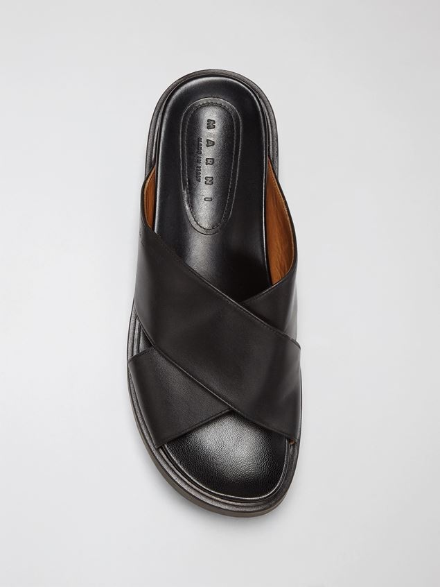 CRISS-CROSS WEDGE IN BLACK CALF LEATHER - 4