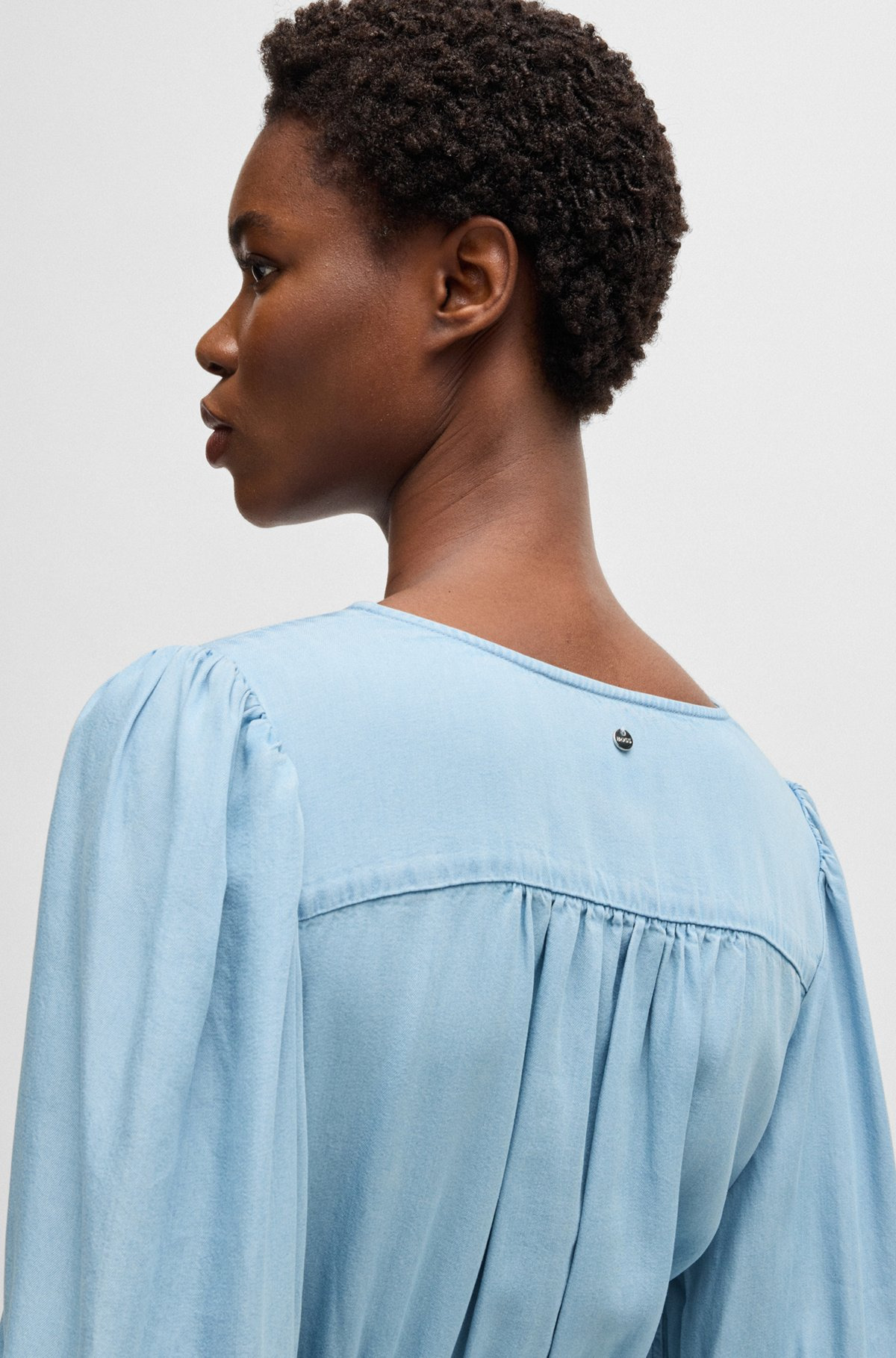 PUFF-SLEEVE DRESS WITH ELASTICATED WAIST - 6