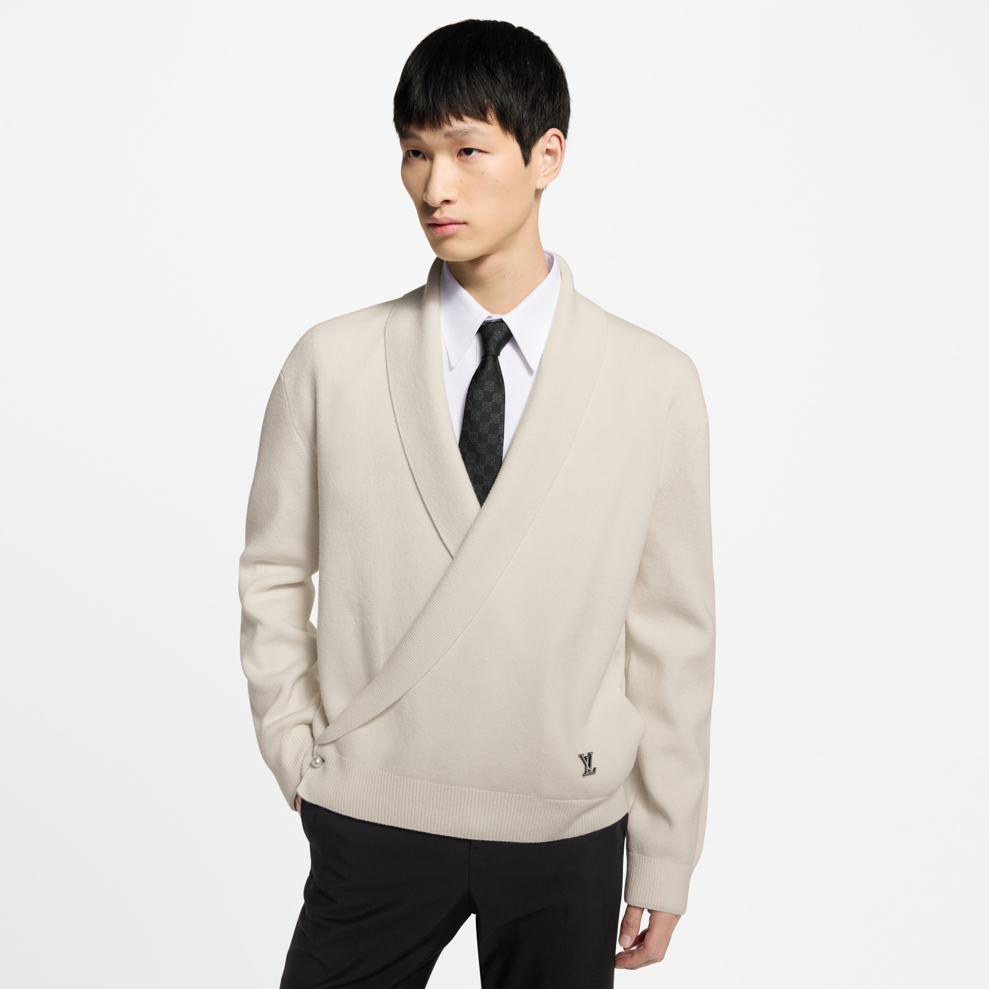 Shawl Collar Knit Jacket - 2
