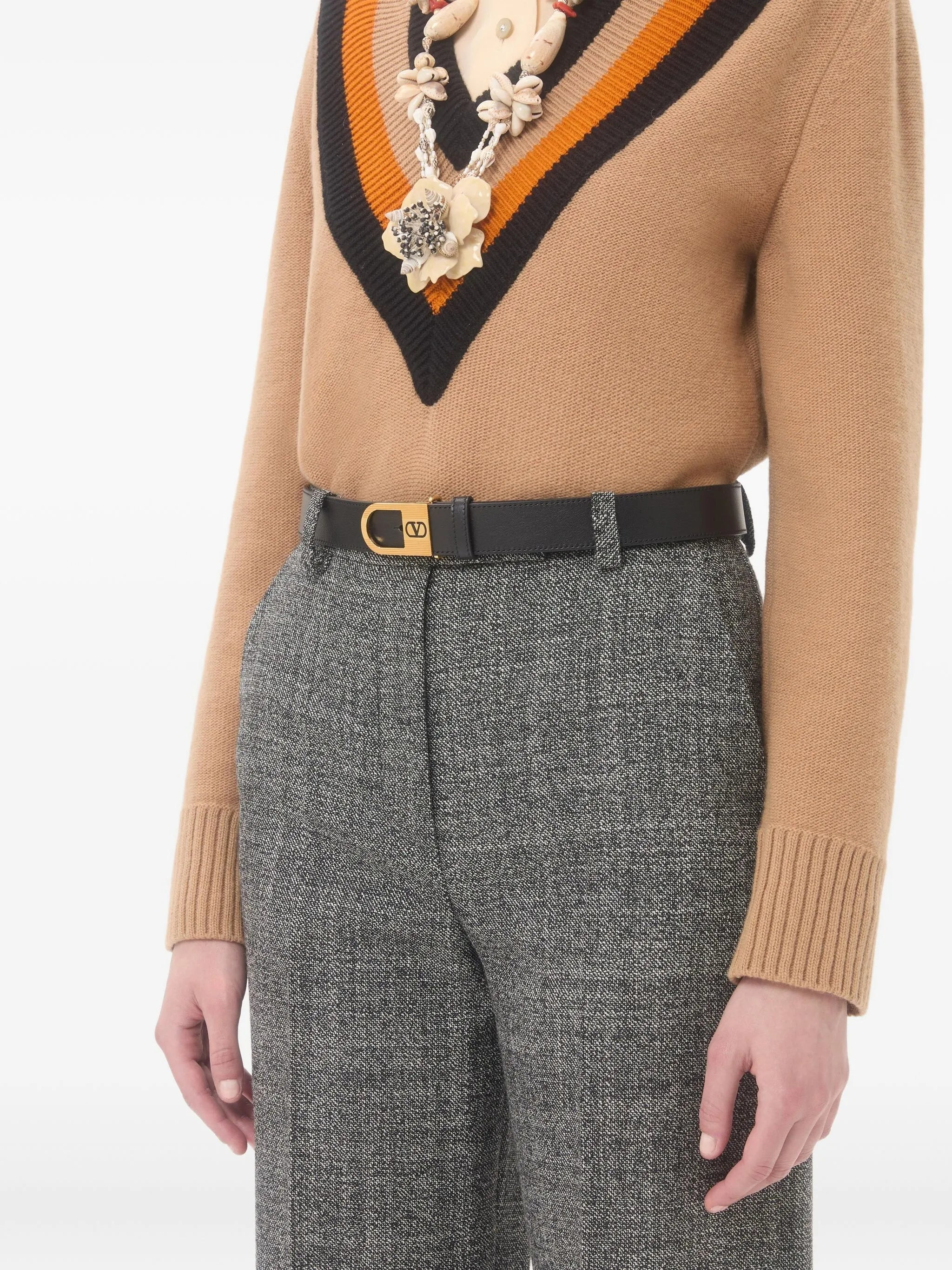 V-logo calfskin belt - 4