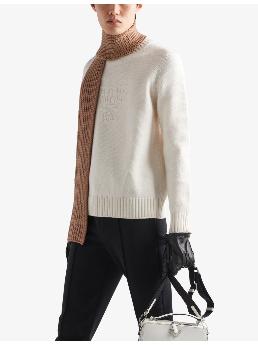 Brand-embroidered crewneck wool and cashmere-blend jumper - 3