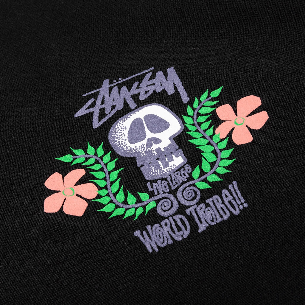 Stüssy SKULL CREST HOODIE - BLACK | REVERSIBLE