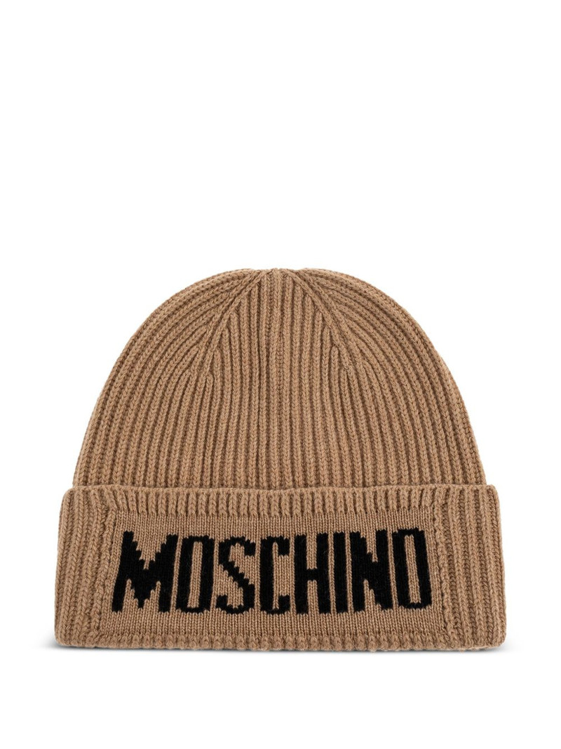 logo-embroidered ribbed beanie 1