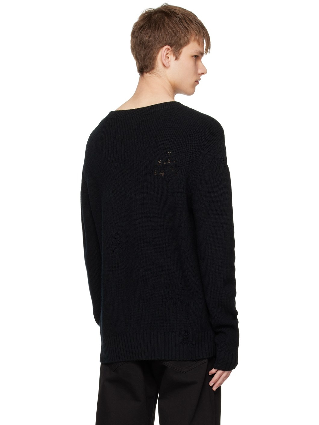 Black Distressed Sweater - 3