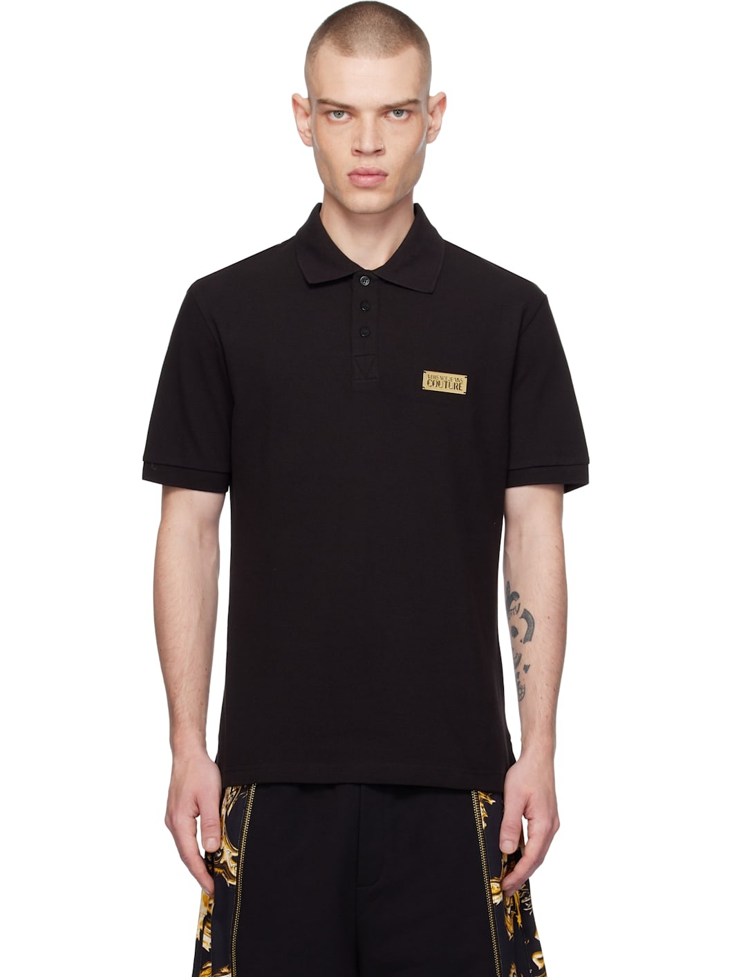 Black Logo Slim-Fit Polo - 1