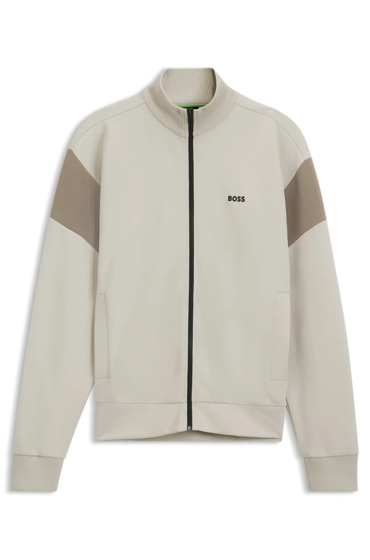 ZIPPERED COTTON-BLEND SWEATSHIRT WITH CONTRAST INSERTS - 1
