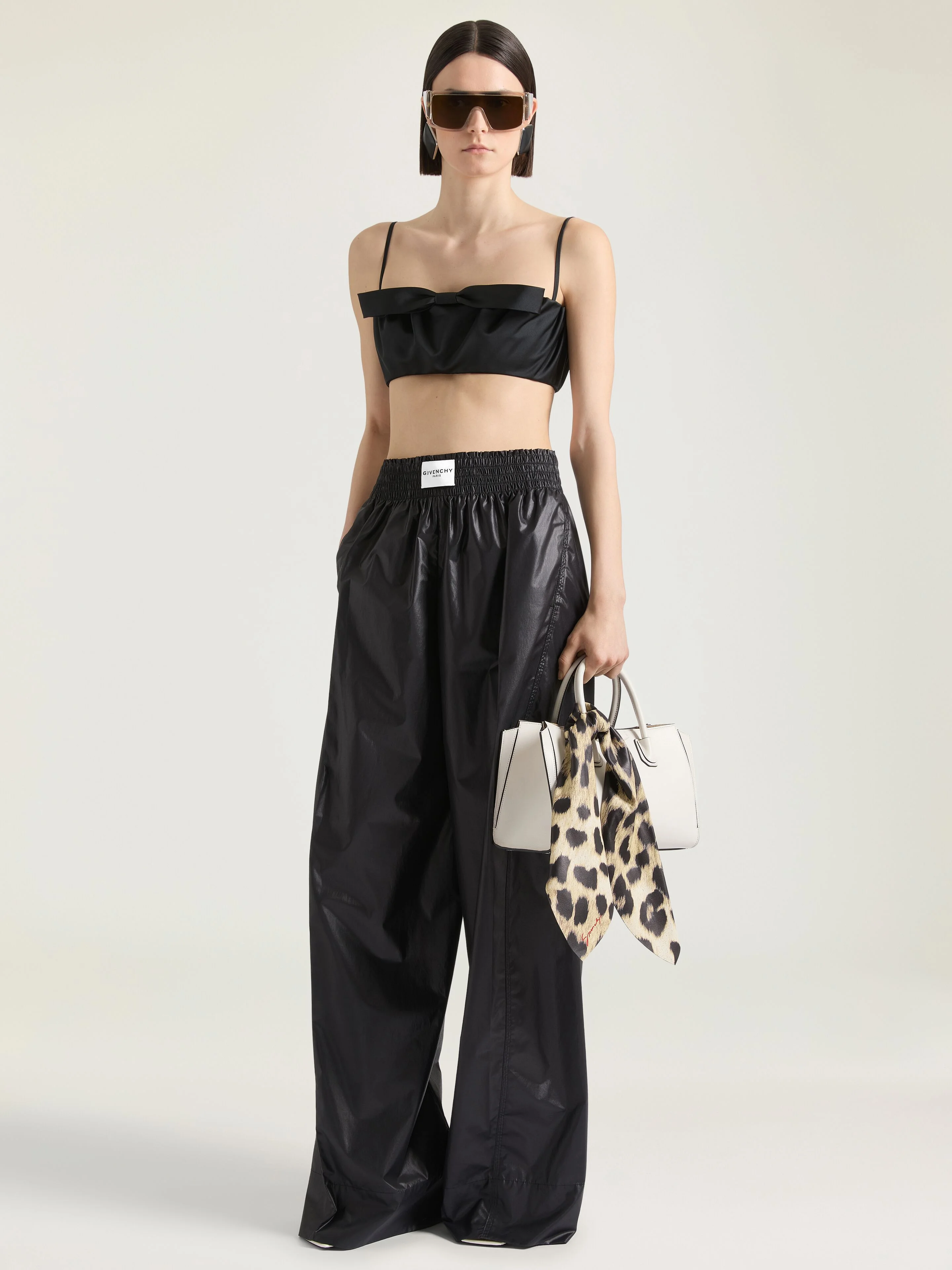 SCARF IN LEATHER WITH LEOPARD PRINT - 1