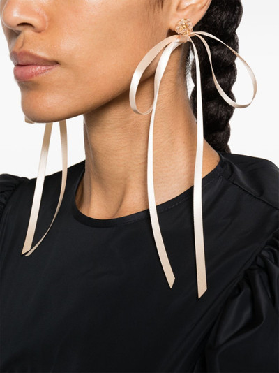 Simone Rocha Bow Ribbon beaded stud earrings outlook