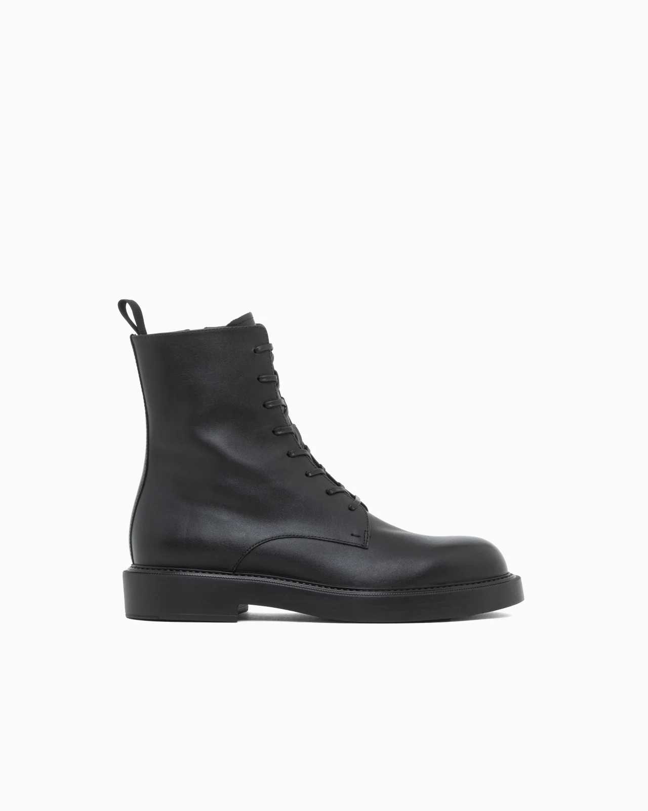 SMOOTH LEATHER LACE-UP COMBAT BOOTS WITH SIDE ZIPPER - 1