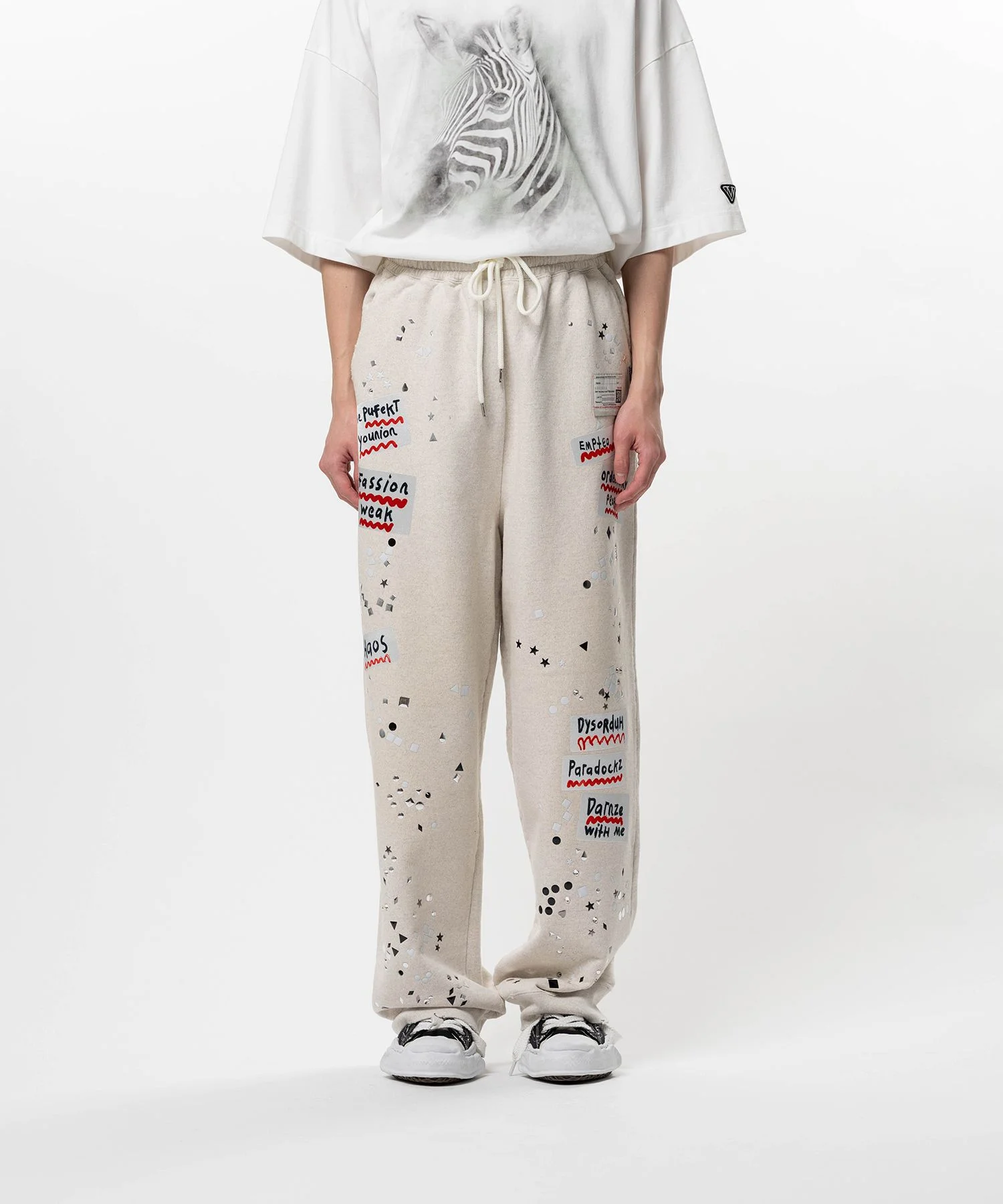 Embellished Sticker Sweat Pants - 1