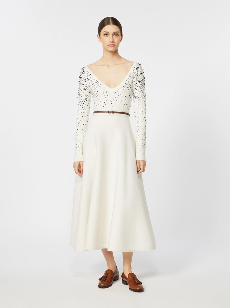 Max Mara Full, tech wool skirt - IVORY outlook