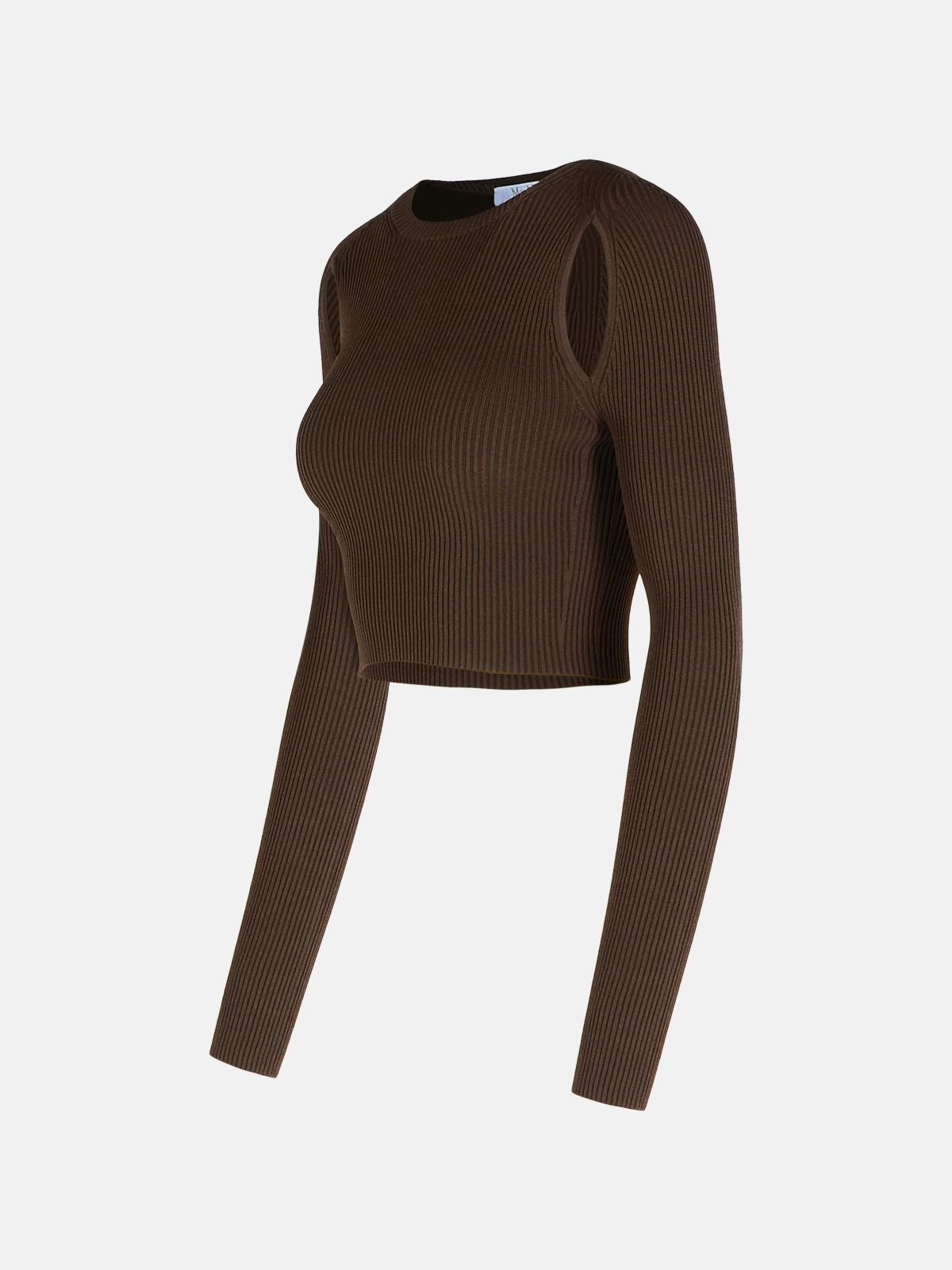 'ALA' BROWN VISCOSE BLEND SWEATER - 2