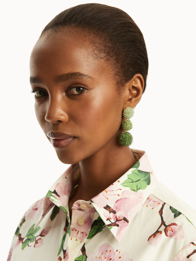 Oscar de la Renta OMBRÉ POMPOM DROP CLIP-ON EARRINGS outlook