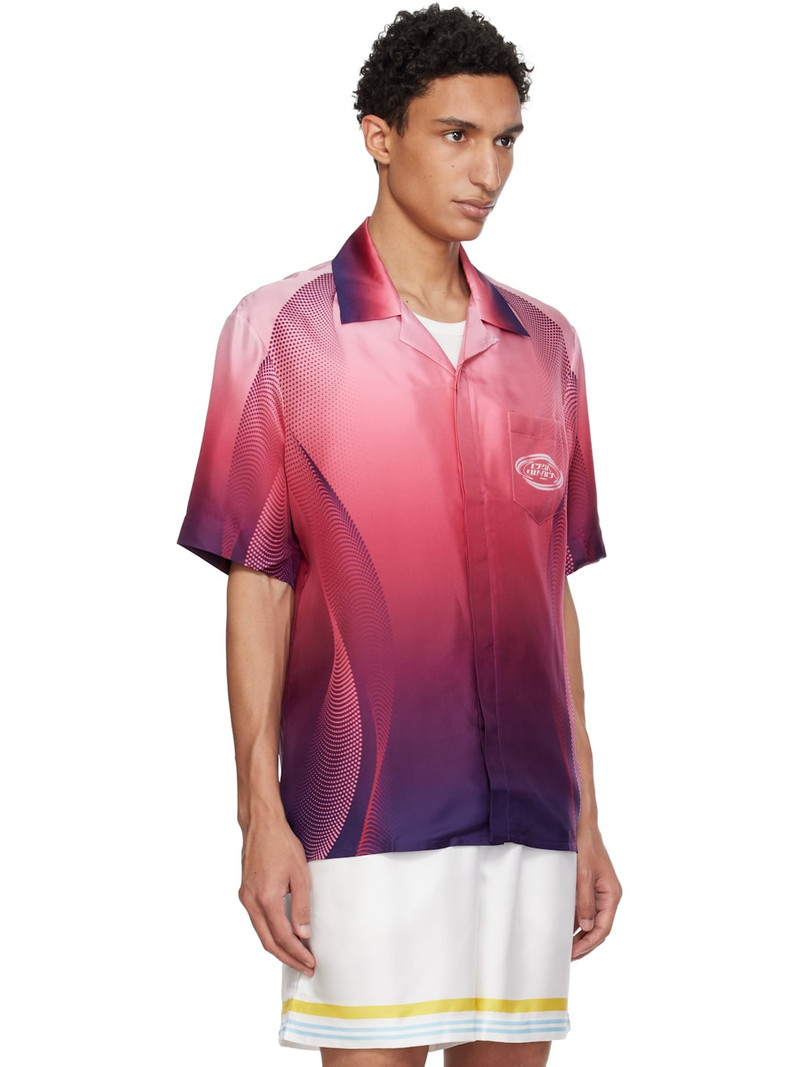 Pink Gradient Short Sleeve Silk Shirt 2