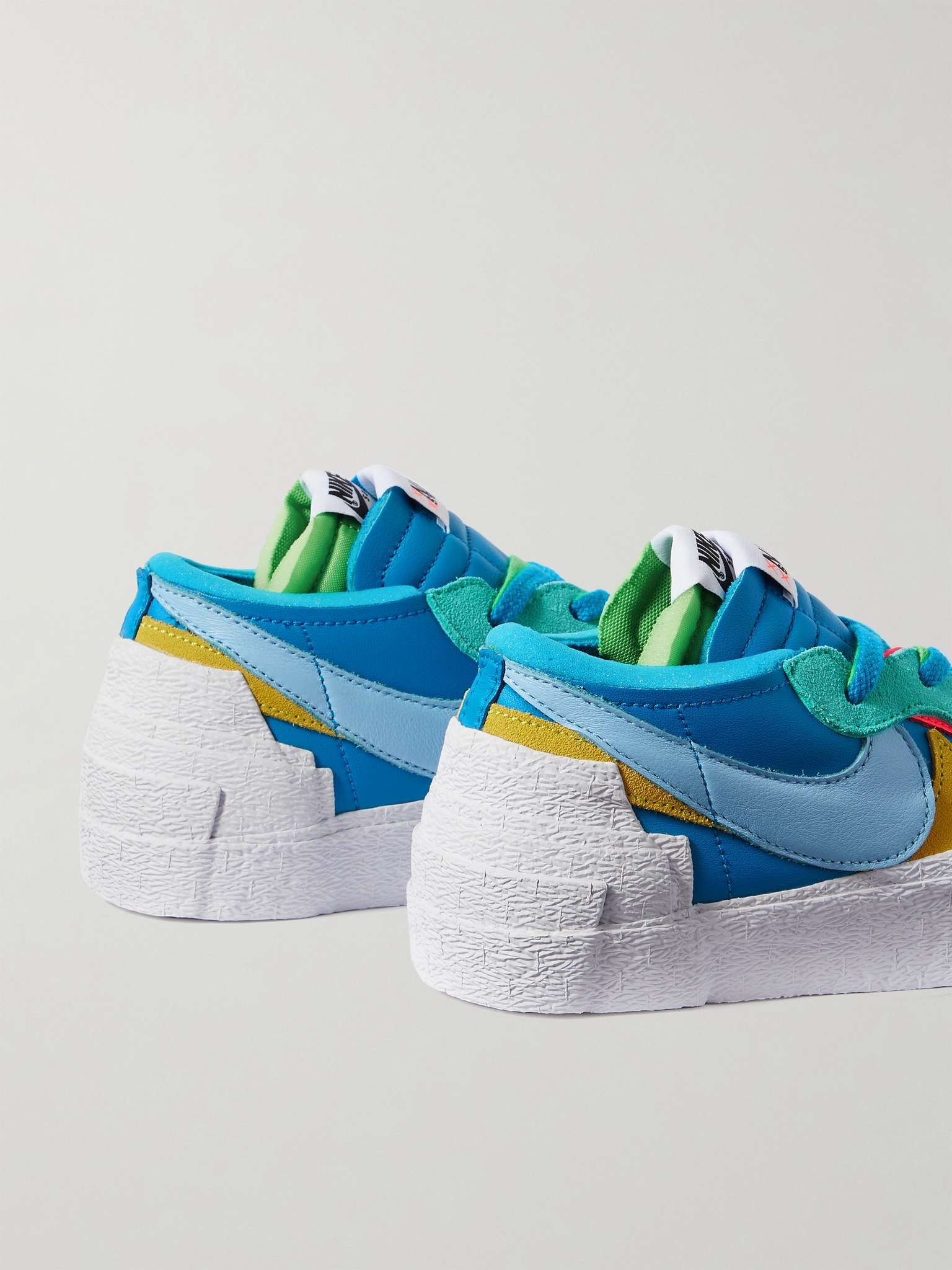 + Sacai + KAWS Blazer Low Colour-Block Suede-Trimmed Leather Sneakers - 5