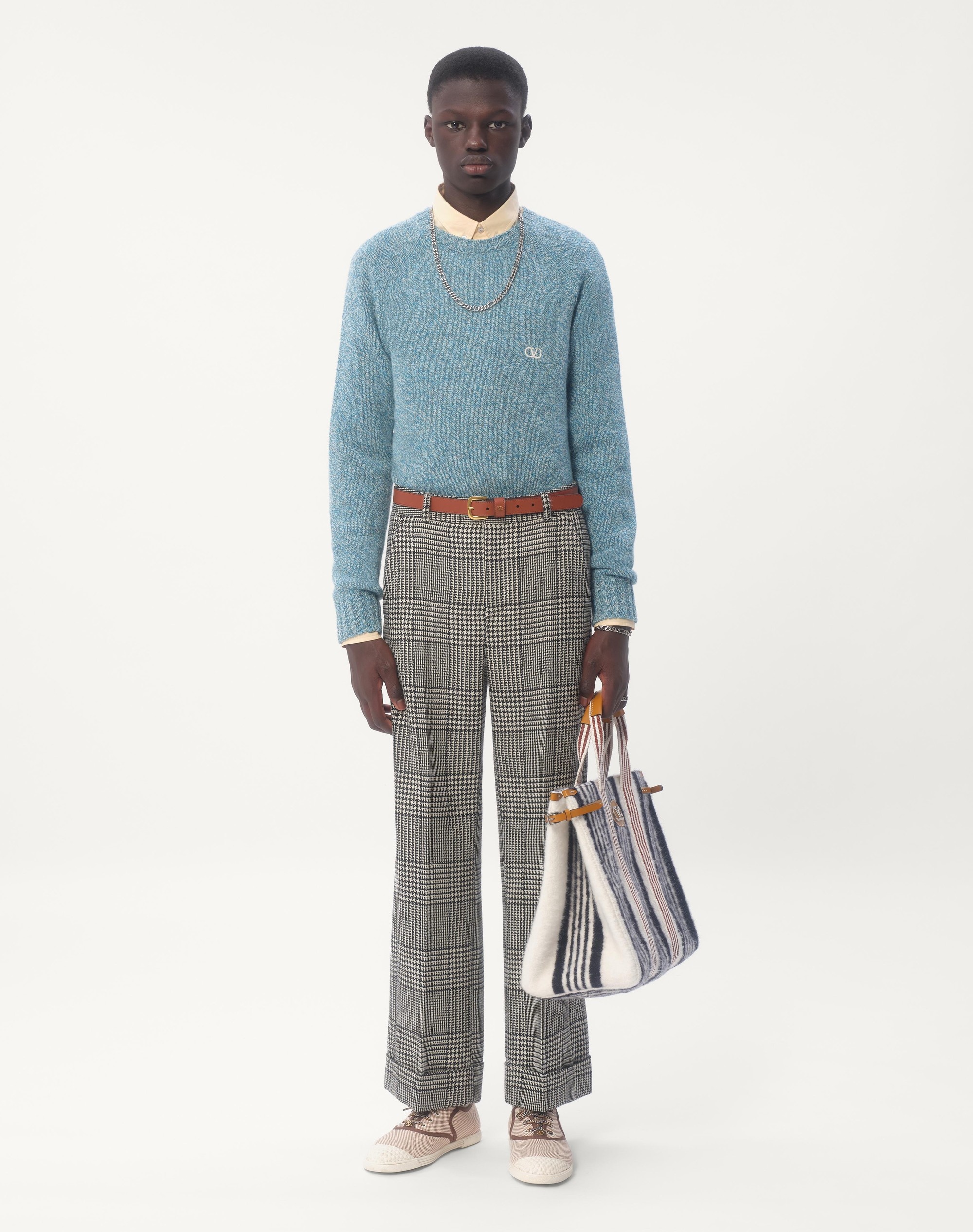 CREWNECK WOOL SWEATER WITH VLOGO EMBROIDERY - 2