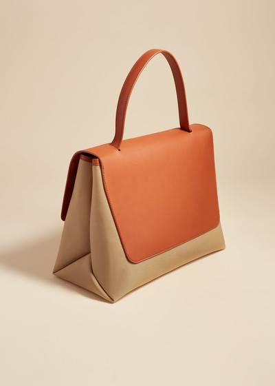 KHAITE The Large Lia Bag in Tan Leather and Honey Canvas outlook