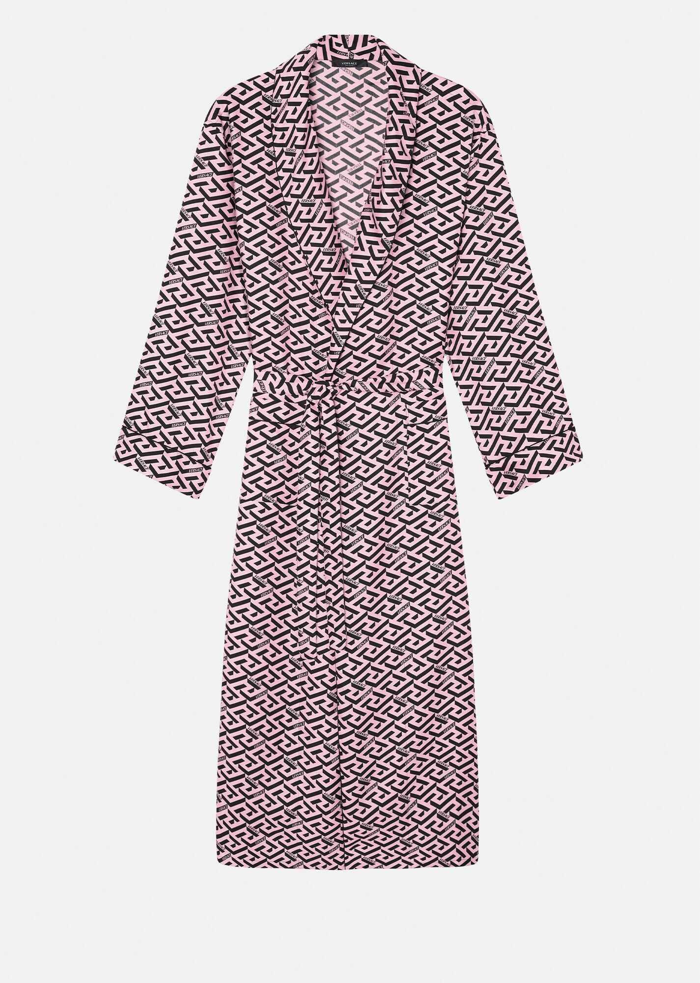 La Greca Print Silk Robe - 1